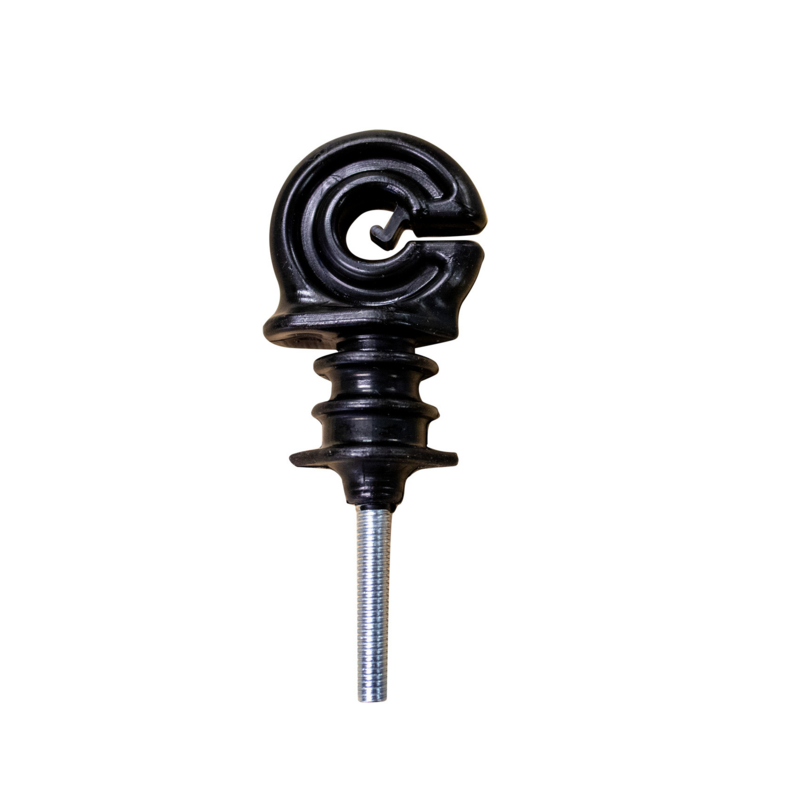 ISOLATORE NERO AD ANELLO CON VITE PER FERRO Ø 6 MM