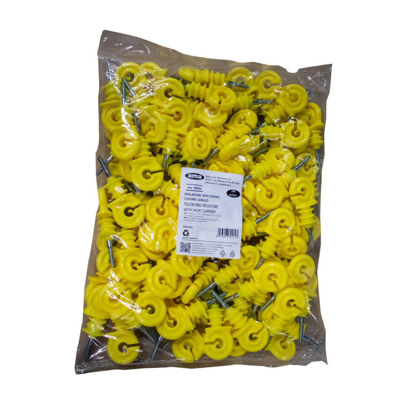 ISOLATORE GIALLO AD ANELLO CON VITE PER LEGNO Ø 6MM