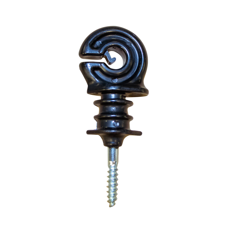 ISOLATORE NERO AD ANELLO CON VITE PER LEGNO Ø 6MM