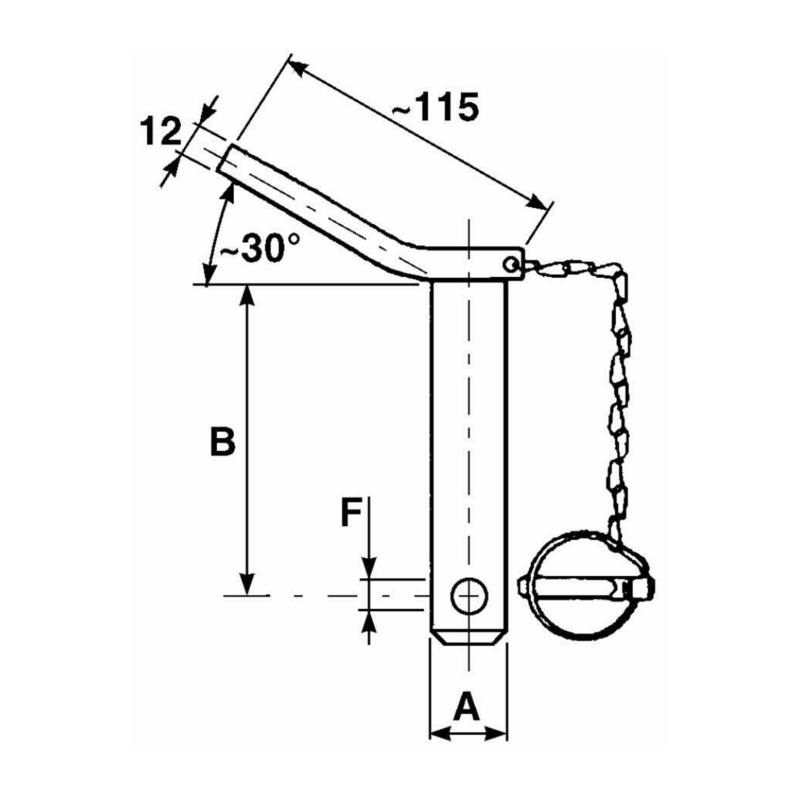 PERNO CON MANIGLIA, SPINA E CATENA Ø 19X175 MM