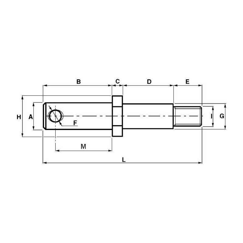PERNO ATTACCO ATTREZZI Ø22-22 M20X1,5
