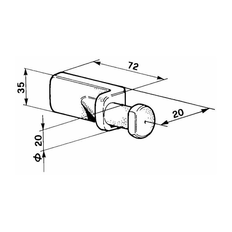 PIANTONE PER CHIUSURA UNIVERSALE Ø20MM.