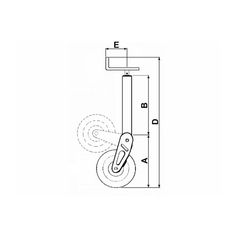 SERVOTIMONE CON RIBALTAMENTO MANUALE E BLOCCAGGIO RUOTA A SPINA 230X60MM