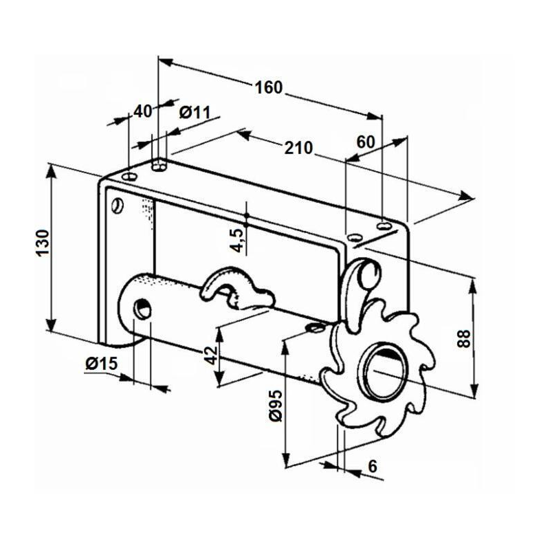 VERRICELLO DESTRO PER MOTOCOLTIVATORE Ø42MM.
