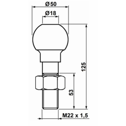 PERNO DI TRAINO A SFERA M22x125 MM