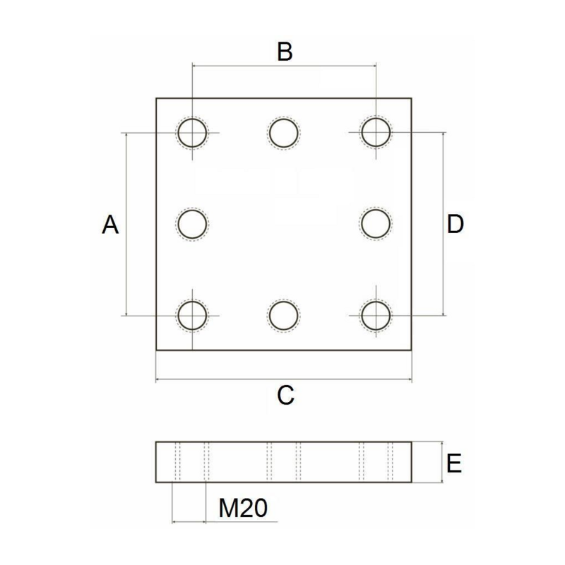 PIASTRA A SALDARE 200 X 200, M20