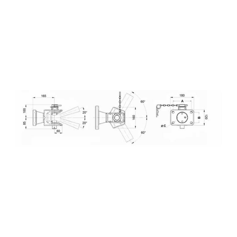 GANCIO OMOLOGATO, Ø PERNO 31MM, INTERASSE 140X80