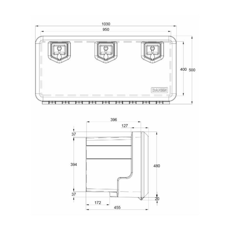 CASSETTA PORTA ATTREZZI IN PLASTICA 1030x500x455MM