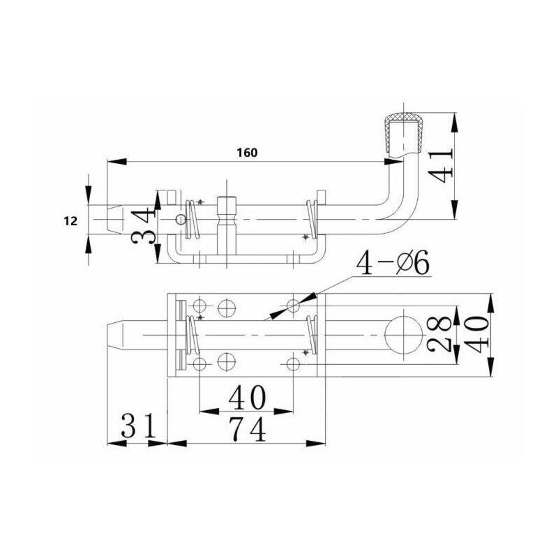 PERNO A MOLLA ZINCATO LUNGHEZZA TOT.160MM