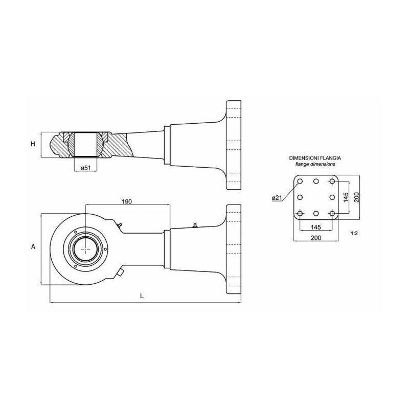 Occhione flangiato con rotula Cat.4 429 mm