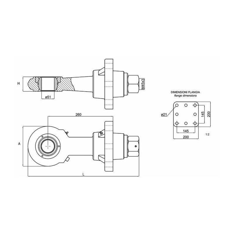 Occhione flangiato con rotula Cat.4 444 mm