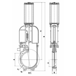 SARACINESCA A LAMA CON CILINDRO DOPPIO EFFETTO PNEUMATICO Ø 8"
