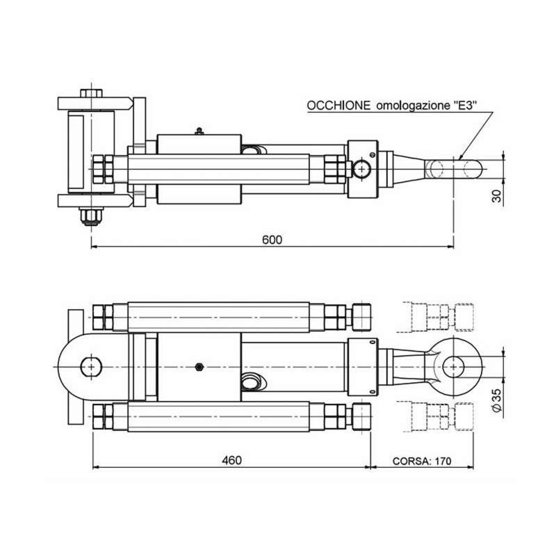 Timone sterzante con occhione omologato E3