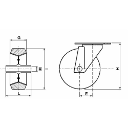 RUOTA GOMMATA 100X30 SUPPORTO GIREVOLE