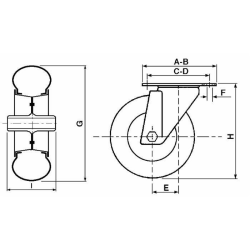 RUOTA PNEUMATICA Ø 260MM CON SUPPORTO GIREVOLE