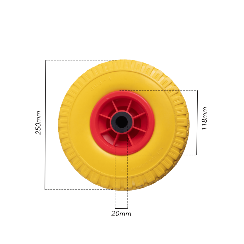 RUOTA IN POLIURETANO GIALLO CON CUSCINETTO