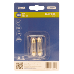 Lampadina alogena 12V 5W C5W SV8.5-8 11x39. Blister 2 pz