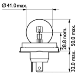 Lampadina alogena R2 12V 45/40W P45t.