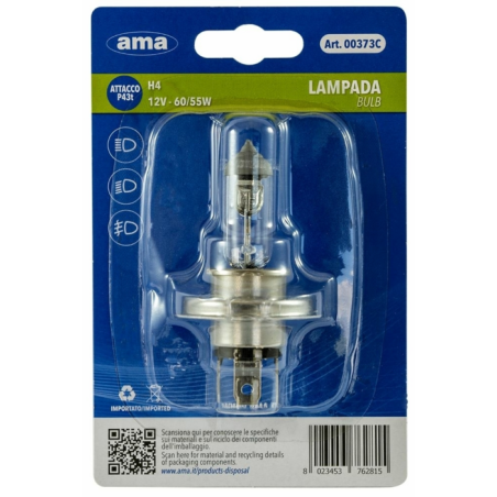 Lampadina alogena H4 12V 60/55W P43t. Blister 1 pz