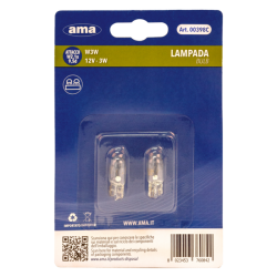 Lampadina alogena W3W 12V 3W W2,1x9,5d. Blister 2 pz