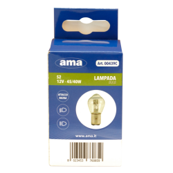 Lampadina alogena S2 12V 45/40W BA20d. Box appendibile 1 pz