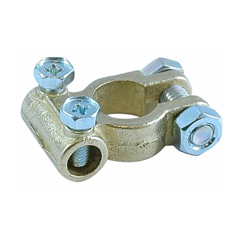 Morsetto batteria in ottone positivo tipo canotto, fissaggio a vite per cavo 25~35 mm²