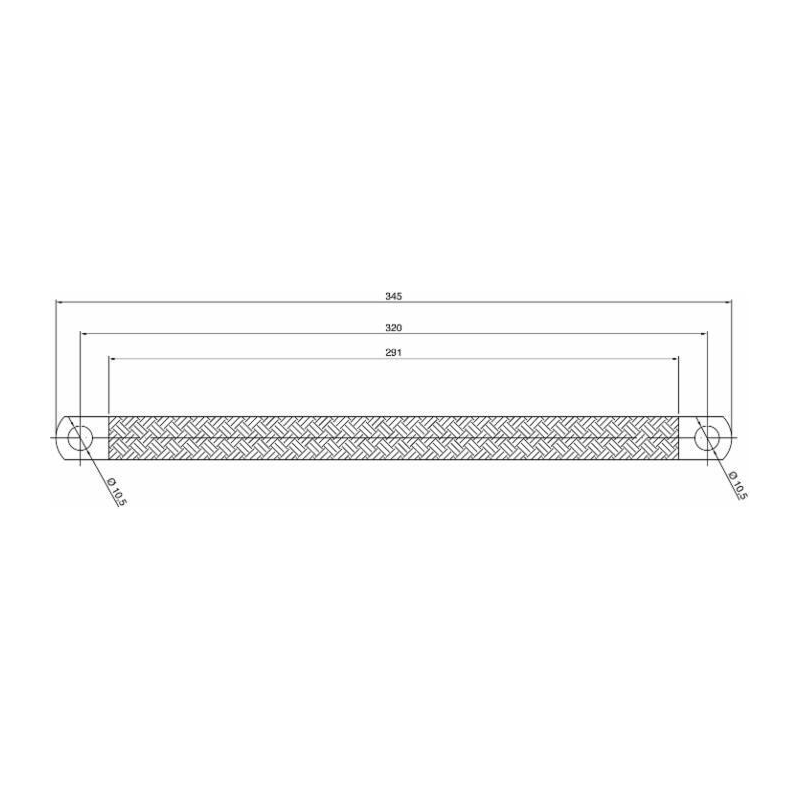 TRECCIA  DI MASSA FLESSIBILE IN RAME 320 MM, SEZIONE 25 MM², FORI Ø 10,5 MM