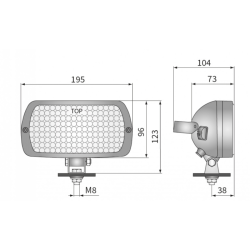 Faro alogeno rettangolare con interruttore ON/OFF, maniglia posteriore e griglia di protezione