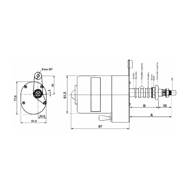 MOTORE TERGICR.12V ASTA CORTA