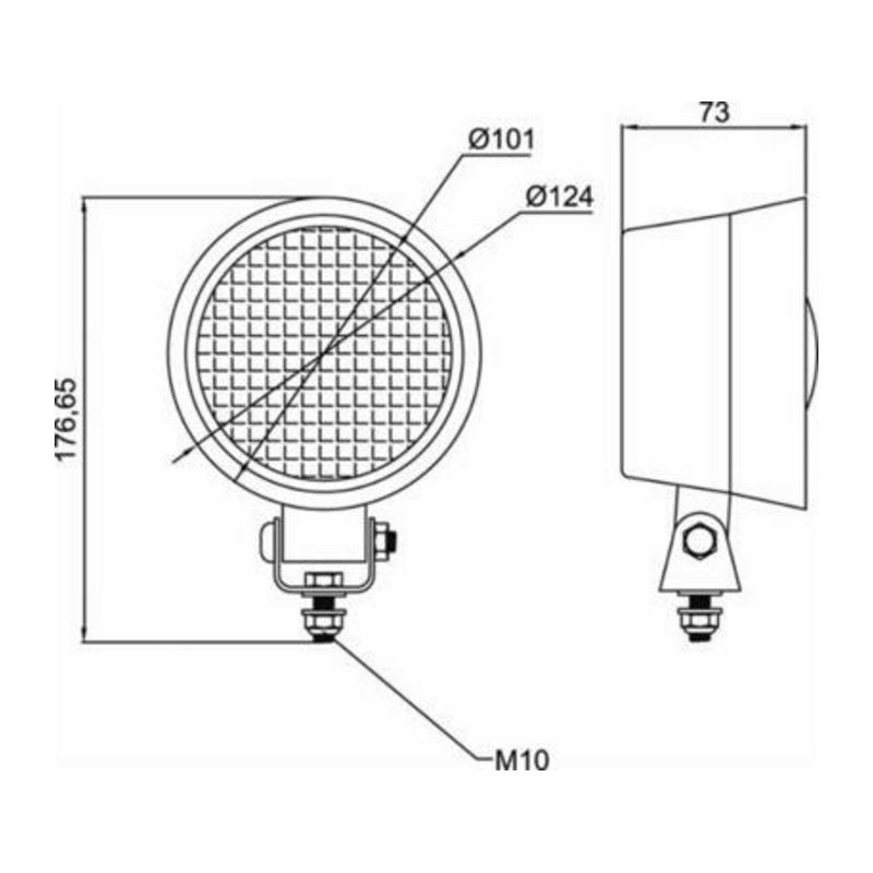 Faro da lavoro rotondo alogeno Ø 124 mm in gomma anti-urto