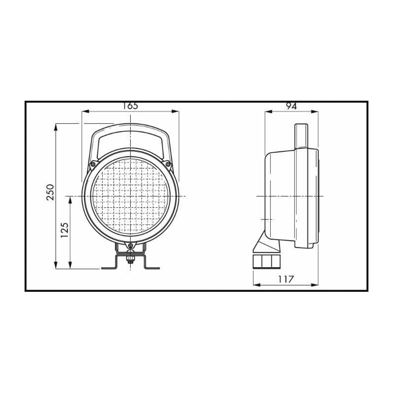 Faro da lavoro rotondo alogeno Ø 161 mm con interruttore ON/OFF e maniglia
