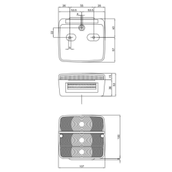 Fanale posteriore alogeno dx 107x53x100 mm
