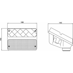 Fanale posteriore alogeno dx 188x140x140 mm