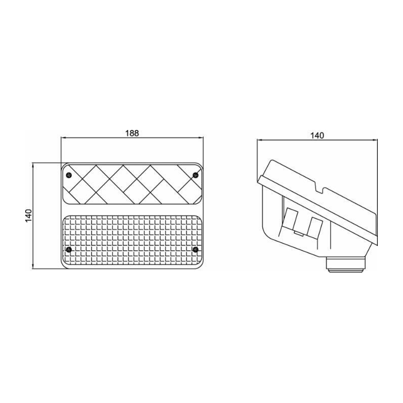 Fanale posteriore alogeno dx 188x140x140 mm