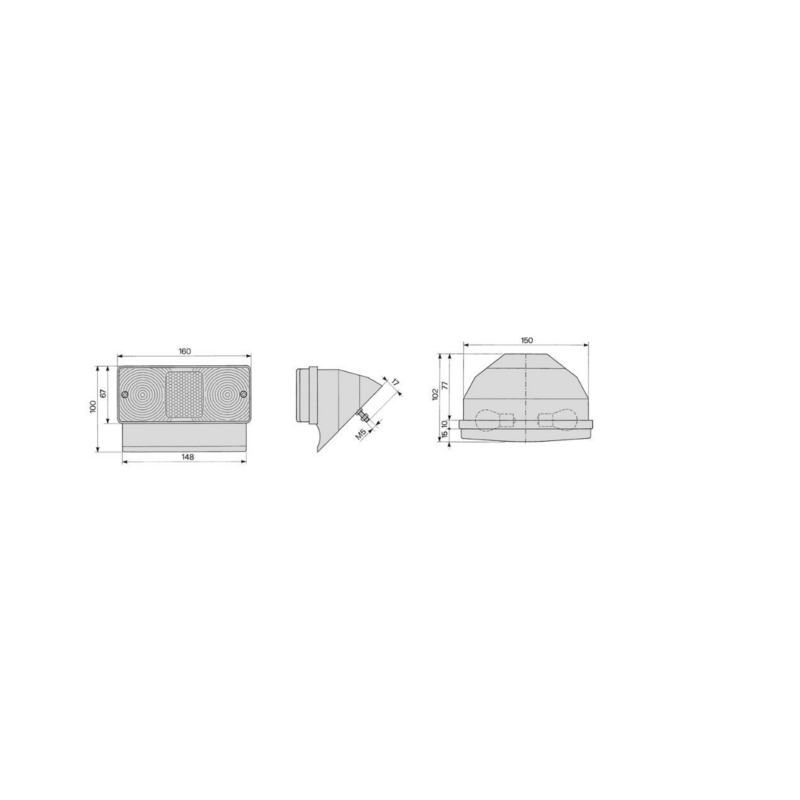 Fanale posteriore alogeno sx 148x102x100 mm