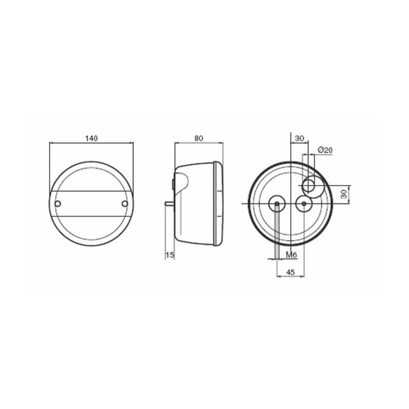 Fanale posteriore alogeno dx Ø 140 mm