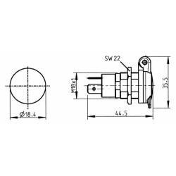 Presa bipolare 12-24V in plastica con coperchio