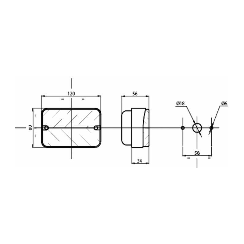 Fanale posteriore alogeno dx-sx 120x56x80 mm