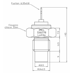 TRASMETTITORE A TERMISTORE PER TEMPERATURA ACQUA M14X1,5  CHIAVE 22