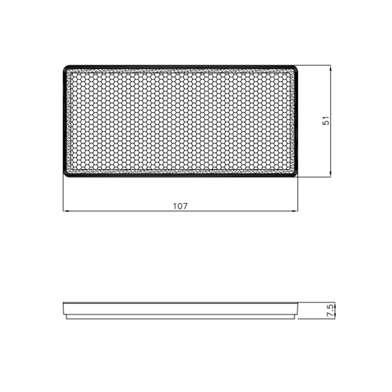 Catarifrangente adesivo bianco 105×48 mm