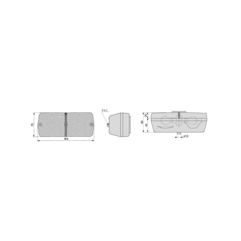 Fanale posteriore alogeno dx-sx 184x65x76 mm