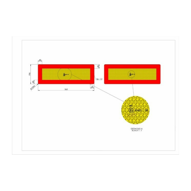 Kit 2 pannelli rimorchio 565×196 mm con portata ≥ 3.500 kg, ECE ONU 70-01, in alluminio