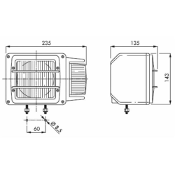 PROIETTORE DX 235X143MM CON INDICATORE DI DIREZIONE