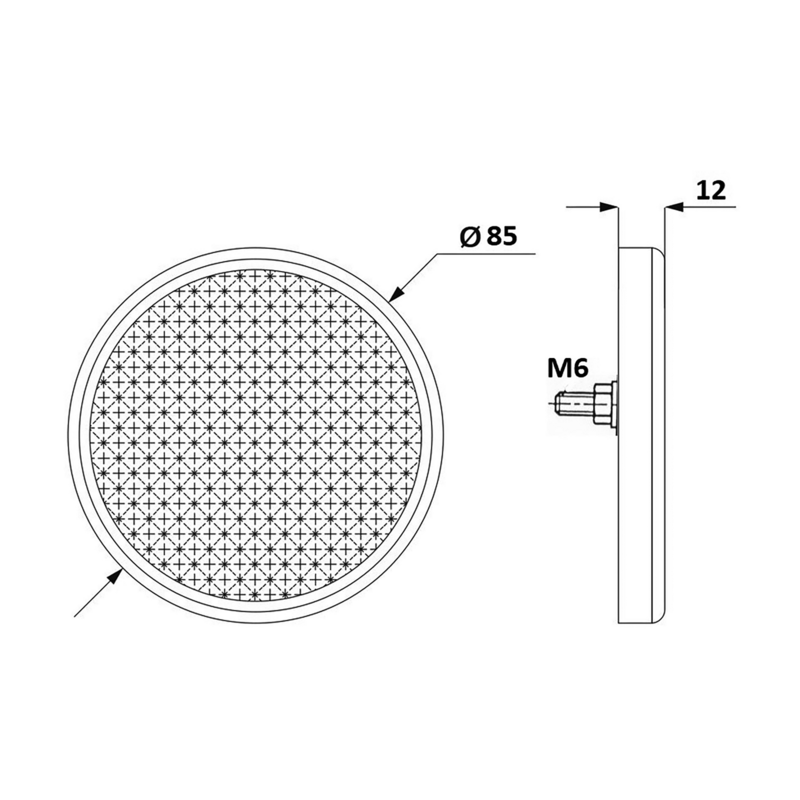 Catarifrangente bianco Ø 85 mm con vite M6
