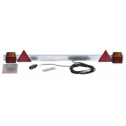 Barra regolabile 1180 ÷ 1700 mm con fanali posteriori 12V a LED e triangoli rifrangenti