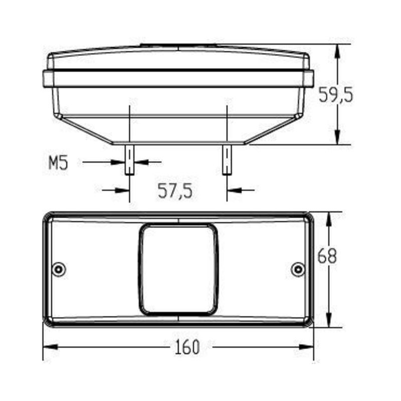 Fanale posteriore alogeno dx-sx 160x59,5x68 mm.