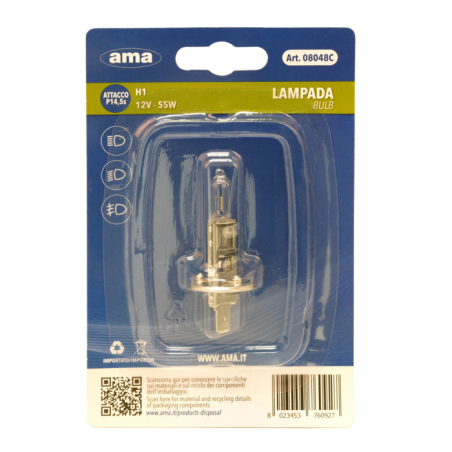 Lampadina alogena H1 12V55W P14,5s. Blister 1 pz