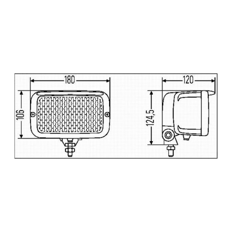 Faro lavoro alogeno rettangolare 180x124,5 mm