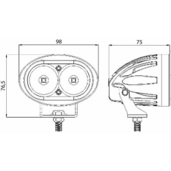 Faro lavoro LED ovale 10-60V 10W 850LM 2 LED, raggio lungo