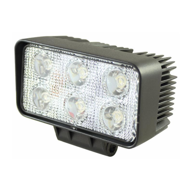 Faro lavoro a LED rettangolare 110x60 mm, 10-30V, 18W, 1080LM, Raggio ampio, 6 LED